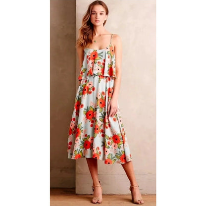 Anthropologie Paper Crown + Rifle Paper Co Women's Poppy Fields Dress Size XS