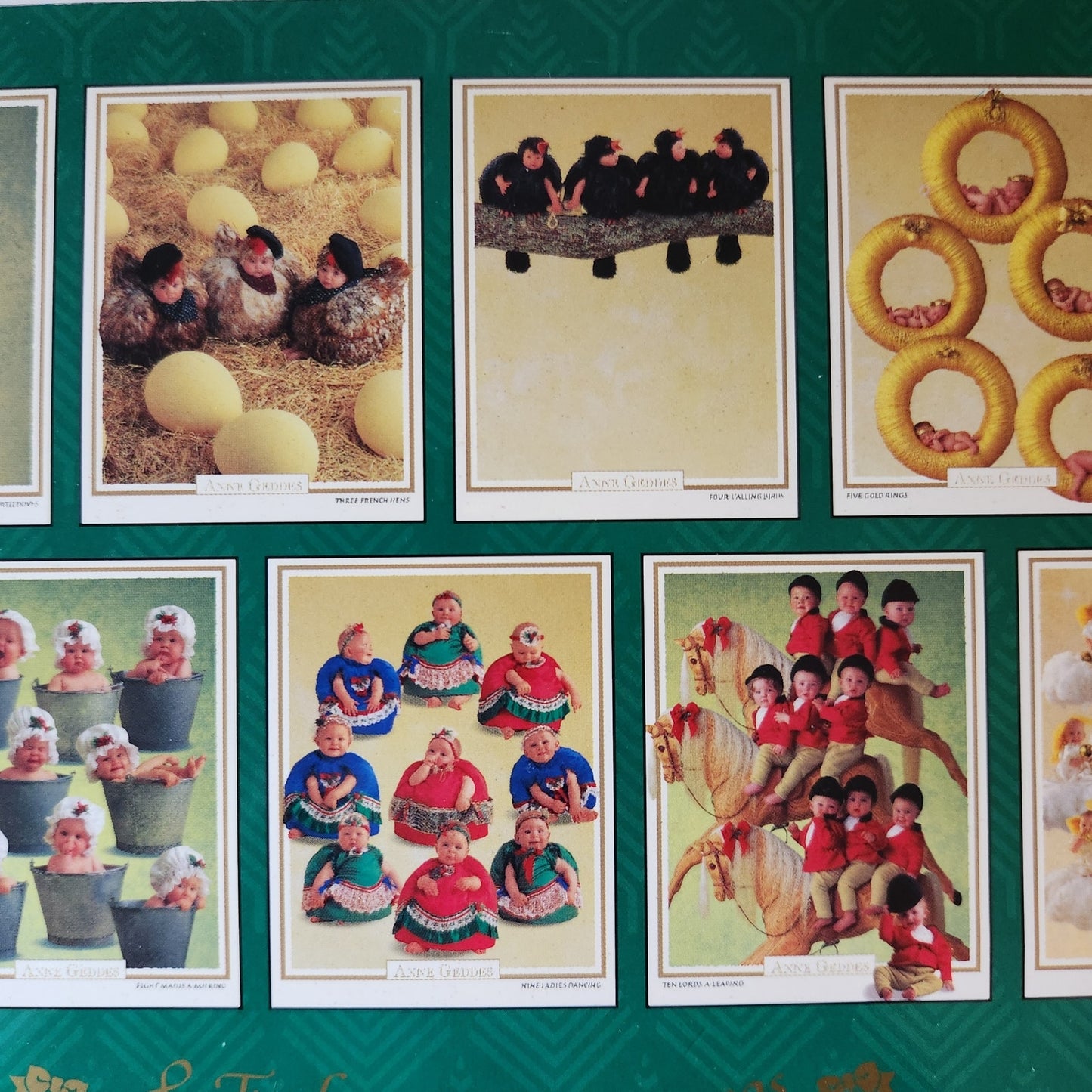 Anne Geddes Christmas Card Set – Vintage 1990s Greeting Cards Boxed Set – 24 Unused Cards w/ Envelopes – “Twelve Days of Christmas”