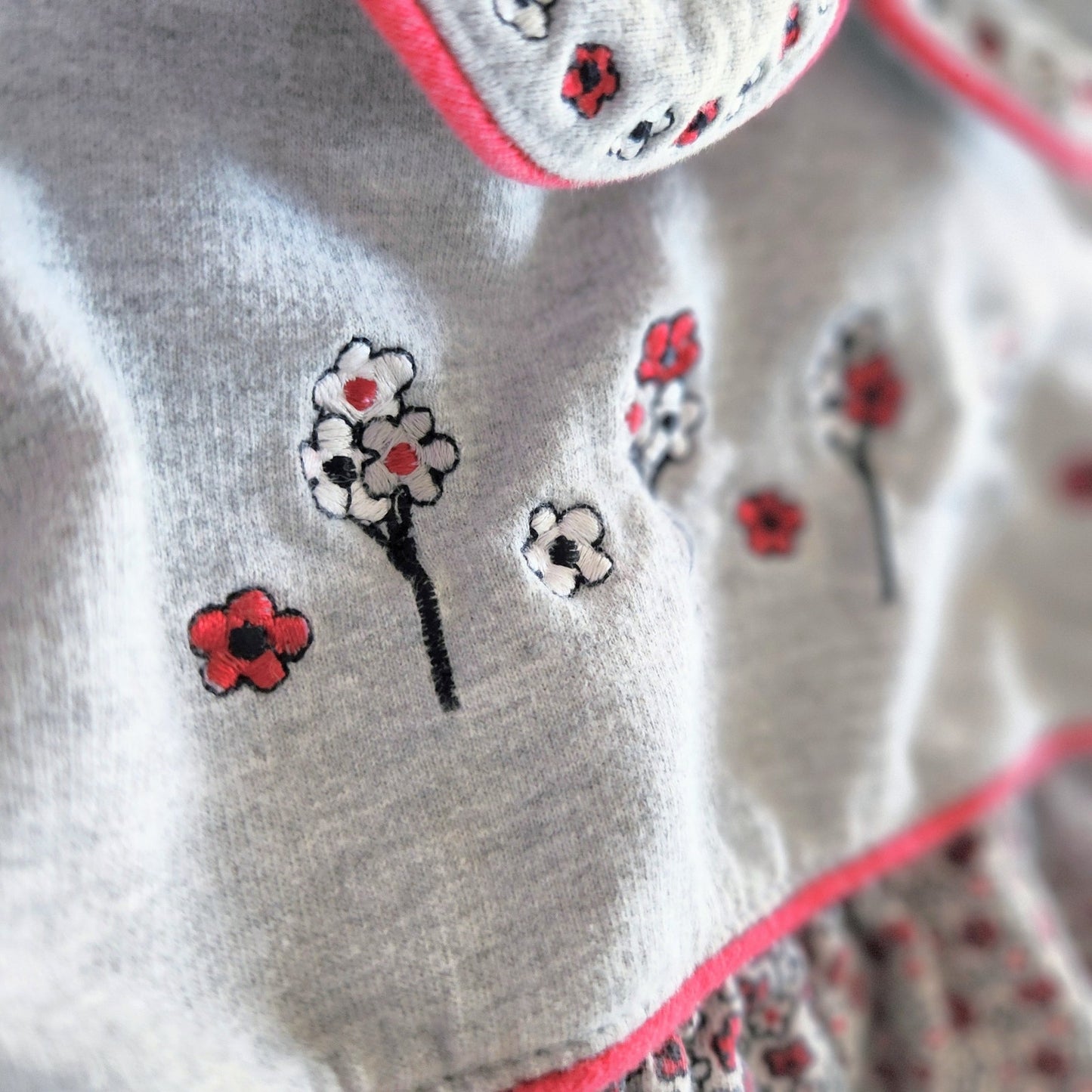 Class Club Vintage 90s Red Gray Floral Long Sleeve Bubble Suit Romper Sz 24 mos