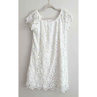 Southern Tide Isabel Grace Off Shoulder White Eyelet Lace Shift Dress Women’s Small Summer Bridal Boho Chic