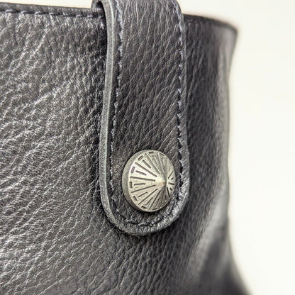 Paige Black Pebbled Leather Heeled Ankle Booties w/ Pewter Stud Size 7.5 NWOT