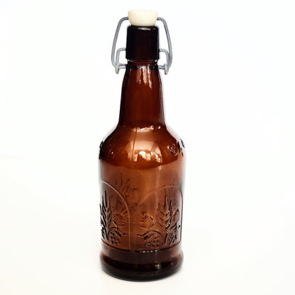 Vintage Dr JM McGillicudy's Sasparilla Brown Amber Embossed Glass Bottle EZ Cap