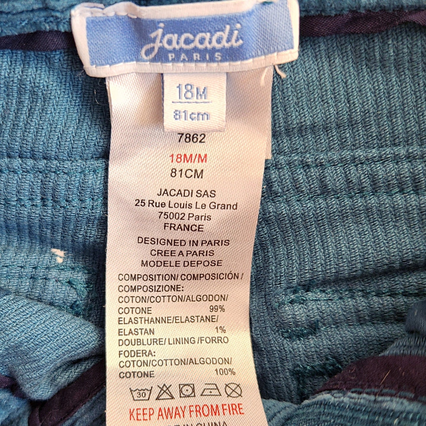 Jacadi Baby Corduroy Pants Petrol Blue / Teal Size 18 months | 81 cm