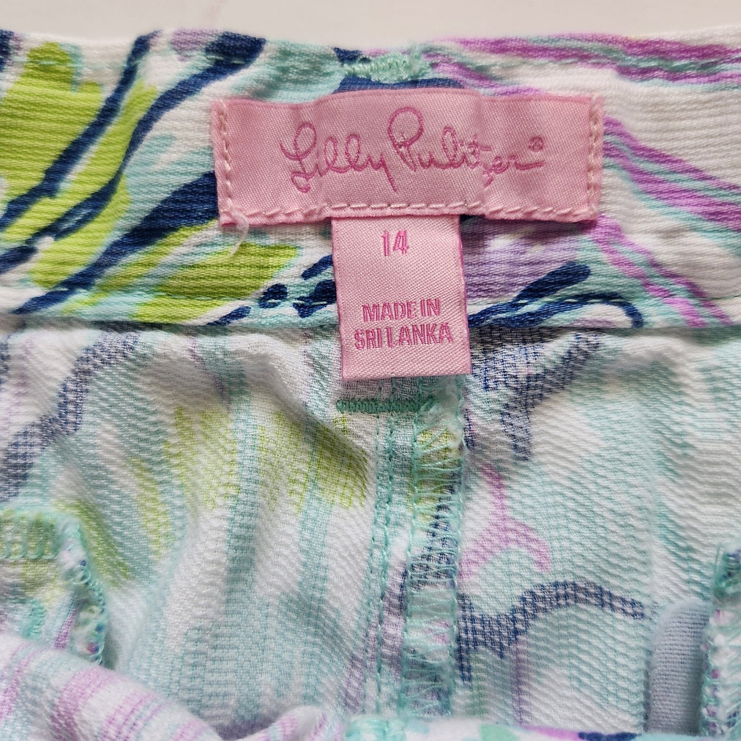 Lilly Pulitzer Girls Shello Seashells Multicolored Adjustable Shorts Size 14