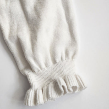 Janie and Jack Ruffle Cuff Dog Sweater Jet Ivory Girls Size 5 White Cotton
