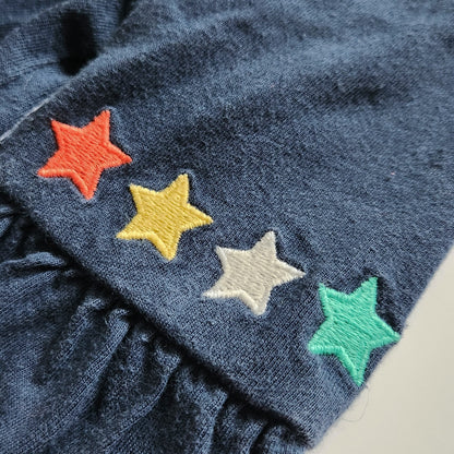 Mini Boden Navy Rainbow Unicorn Appliqué Dress | Girls Size 7-8 (128 cm) | Long Sleeve Tiered Twirl Dress