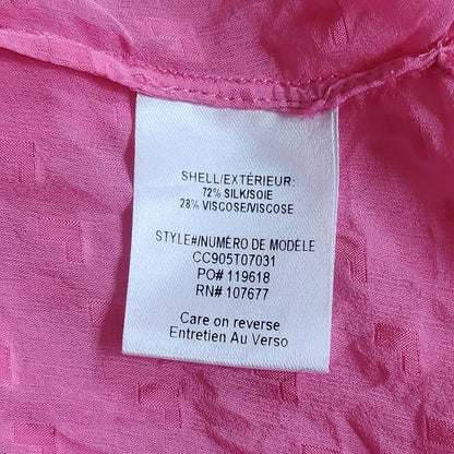 Alice + Olivia Women's Julius Tier Sleeve Silk Blend Blouse Hot Pink Size M