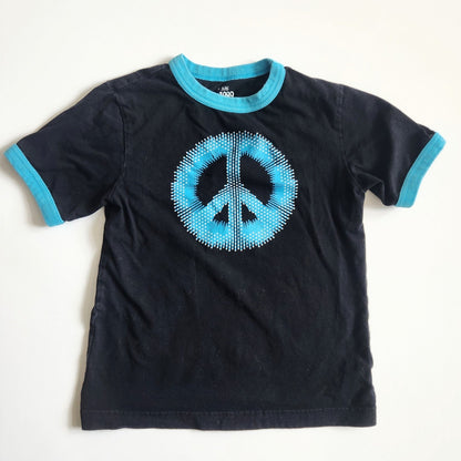 The Children's Place Vintage Y2K Retro Peace Sign Tee Black & Turquoise Size 5/6