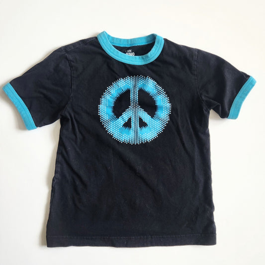 The Children's Place Vintage Y2K Retro Peace Sign Tee Black & Turquoise Size 5/6