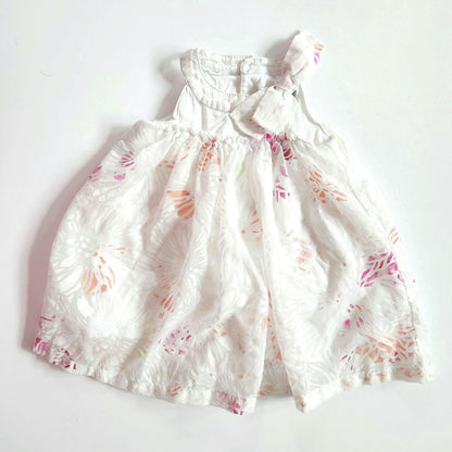 Catimini Infant White Flower Burnout Orange & Pink Sleeveless Dress Size 12 mos