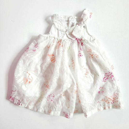 Catimini Infant White Flower Burnout Orange & Pink Sleeveless Dress Size 12 mos