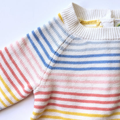 Little Me	Rainbow Striped Cotton Sweater Long Sleeve Bodysuit Size 6 months	EUC