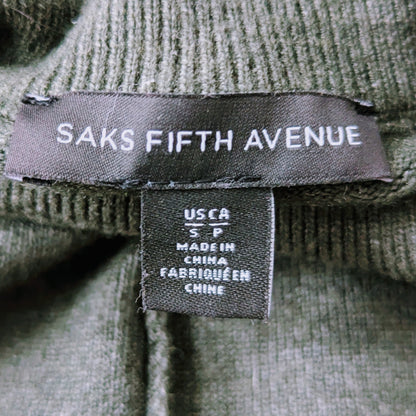 Saks Fifth Avenue Faux Fur Cuffs Sweater Olive Green Size Small