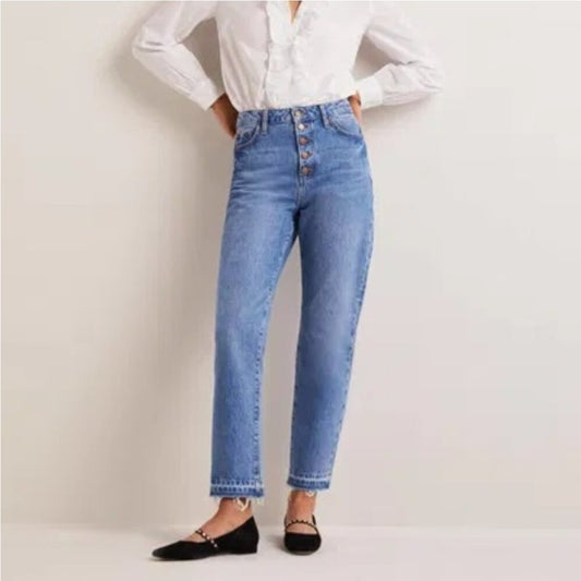 Boden Women's High Rise Straight Leg Jeans Light Wash Blue Size 8R US | 12R UK
