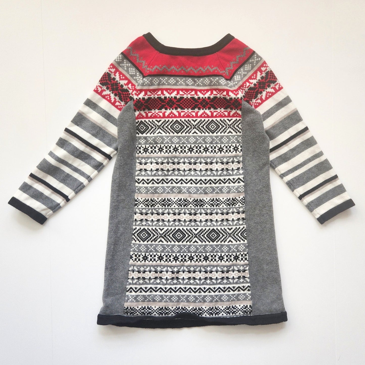 Hanna Andersson Snow & Tell Fair Isle Sweater Dress Grey Multi Size 5 | 110 cm