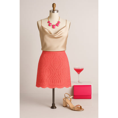 Lilly Pulitzer Alice Skort Coral Pink Eyelet Stretch Mini Skirt Women's Size 0