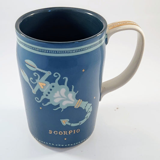 Anthropologie Danielle Kroll Teal & Metallic Gold Zodiac "Scorpio" Mug 14 oz | Home
