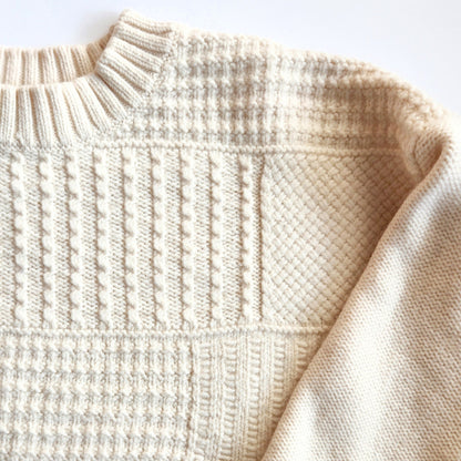 Madewell Stitchmix Pullover Sweater Ivory Merino Wool Size Small EUC