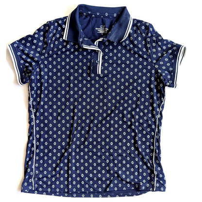 Vineyard Vines Women's Performance Polo Shirt Navy Blue & White Size L