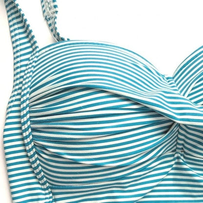 NipTuck Swim Torino Stripe Joanne One Piece Swimsuit Size 8 Green Teal White Stripe Tummy Control