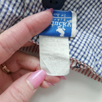 Vintage Just Ducky Reversible Baby Boy Romper Nautical Seersucker Size 24 Months