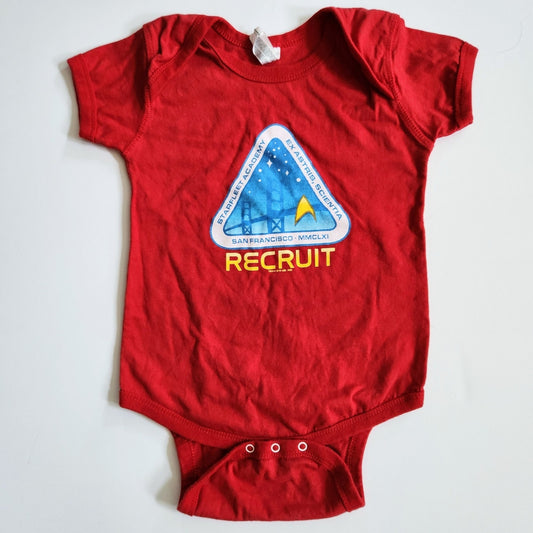 NASA Starfleet Academy Recruit Red Baby Bodysuit by Rabbit Skins Size 24 Months