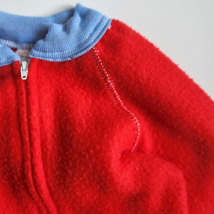 Gerber Vintage 80s Baby Red & Blue Fleece Footie Zip Sleeper Size 7-12 months