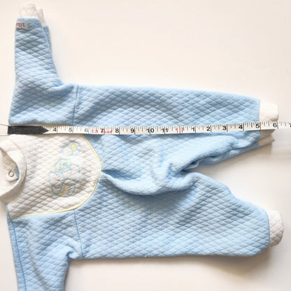 LéRoi Vintage 80s Kov.R.Alls Blue Baby Bear Quilted Footie Sleeper Size 0-3 mos