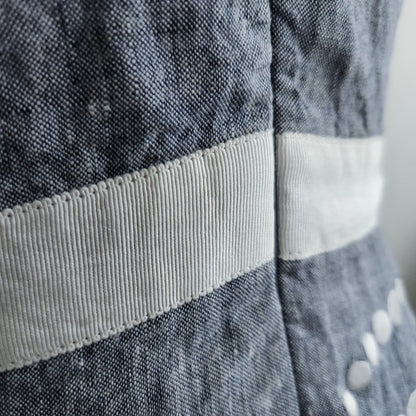 Boden Chambray Wave Dot Linen Dress Blue White Polka Dot A-Line Sleeveless Women's Size 6