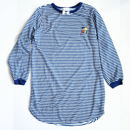 Carter's Girl Vintage 1990s Blue & White Stripe Teddy Bear Nightgown Size L 8/10