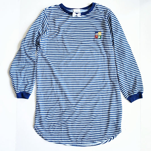 Carter's Girl Vintage 1990s Blue & White Stripe Teddy Bear Nightgown Size L 8/10