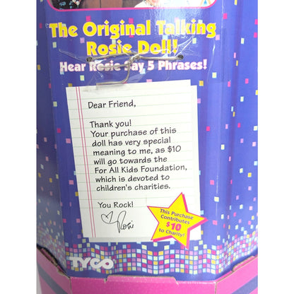 Vintage Rosie O’Donnell Talking Doll – 1990s Tyco Plush – Works! NIB Toys R Us Box – Kids Pop Culture Collectible
