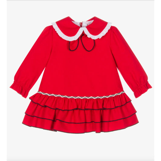 Miranda Baby Girls Red Ruffle Long Sleeve Dress Sz 24 mos		NWT