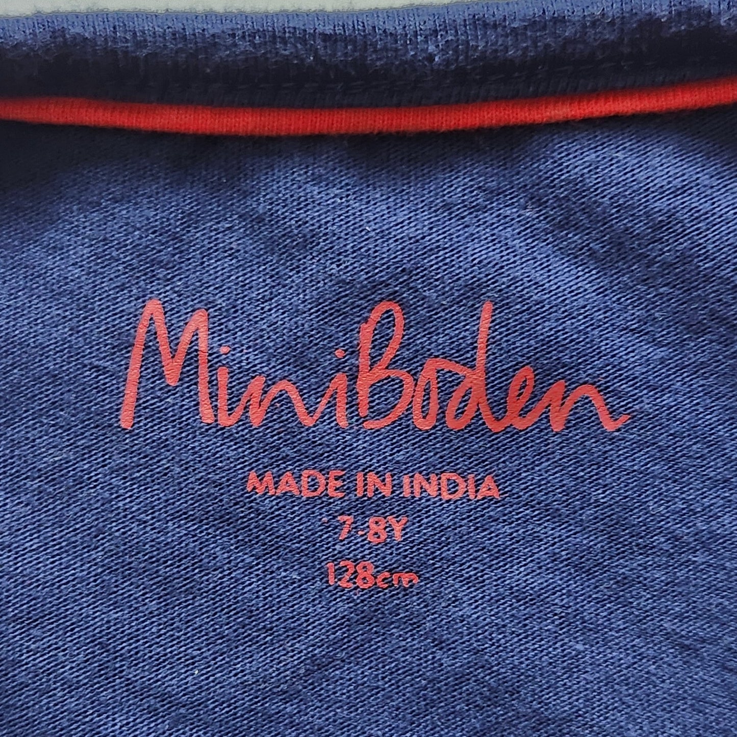 Mini Boden Navy & Rainbow Jersey Dress w/ Unicorn Applique Sz 7-8 | 128 cm