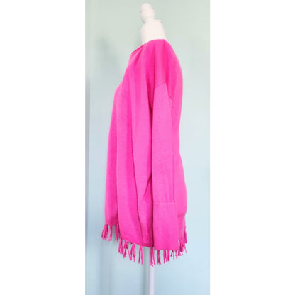 Lilly Pulitzer Emberly Sweater | Mandevilla Pink Fringe Tassel Pullover Women's Medium
