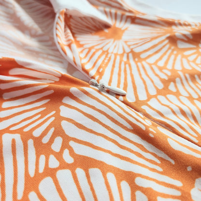 Tommy Bahama Women's Sleeveless Orange & White Print Polo Golf Shirt Size M