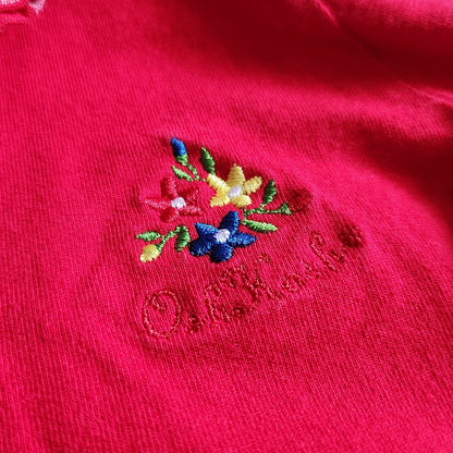 Oshkosh B'gosh Vintage 1980s Girls Red Button Top Gingham Collar Size 6