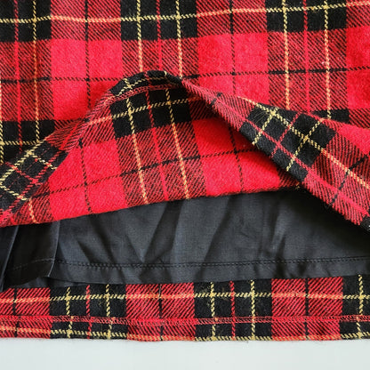 Talbots Kids Vintage 1990s Red Plaid Wool Blend Jumper Dress Size 12