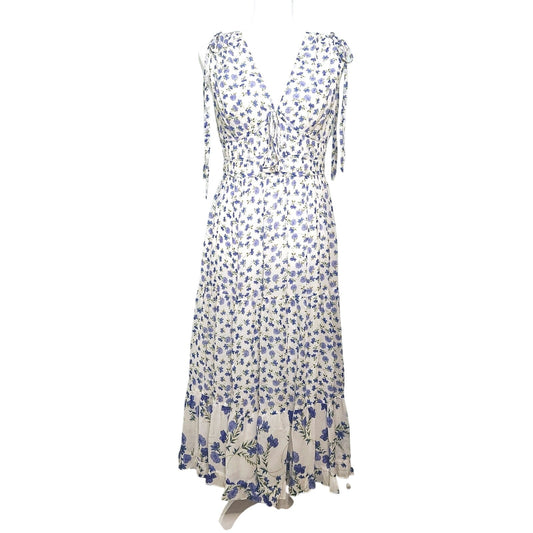 Shoshanna Helena Dress Size 8 Blue Floral Sleeveless Lightweight Viscose Midi