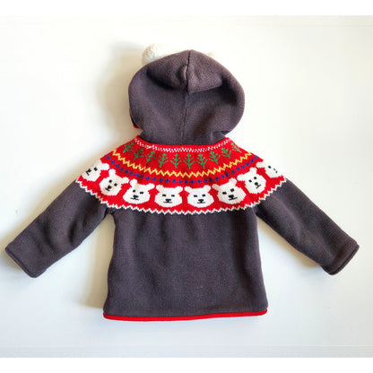 Hanna Andersson Sherpa Lined Pom Sweater Soft Black Polar Bear 12-18 mos | 75 cm