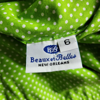 Beaux et Belles New Orleans 2-piece Pink & Green Polka Dot Flip Flops Set Size 6
