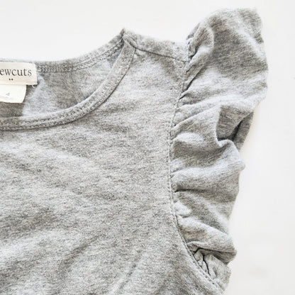 J.Crew Crewcuts Girls Gray Jersey & Blue StripedFlutter Sleeve Dress Size 4
