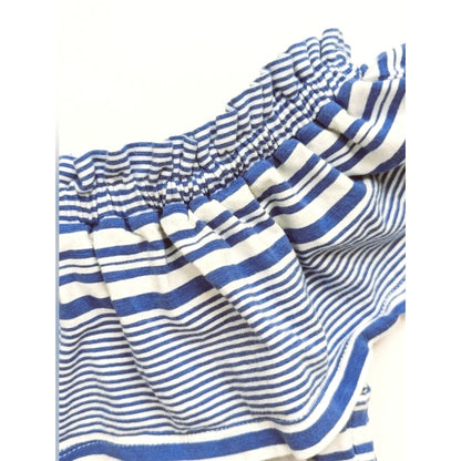 Vineyard Vines Blue White Striped Off Shoulder Ruffle Dress Women's Size XS