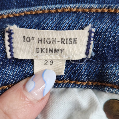 Madewell 10” High-Rise Skinny Jeans | Roz Wash Dark Denim Blue | Size 29