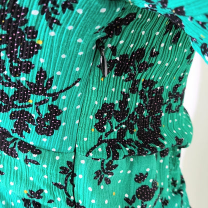 Caroll Paris Women's Green Crinkle Midi Dress Size 6 US | 38 EU
