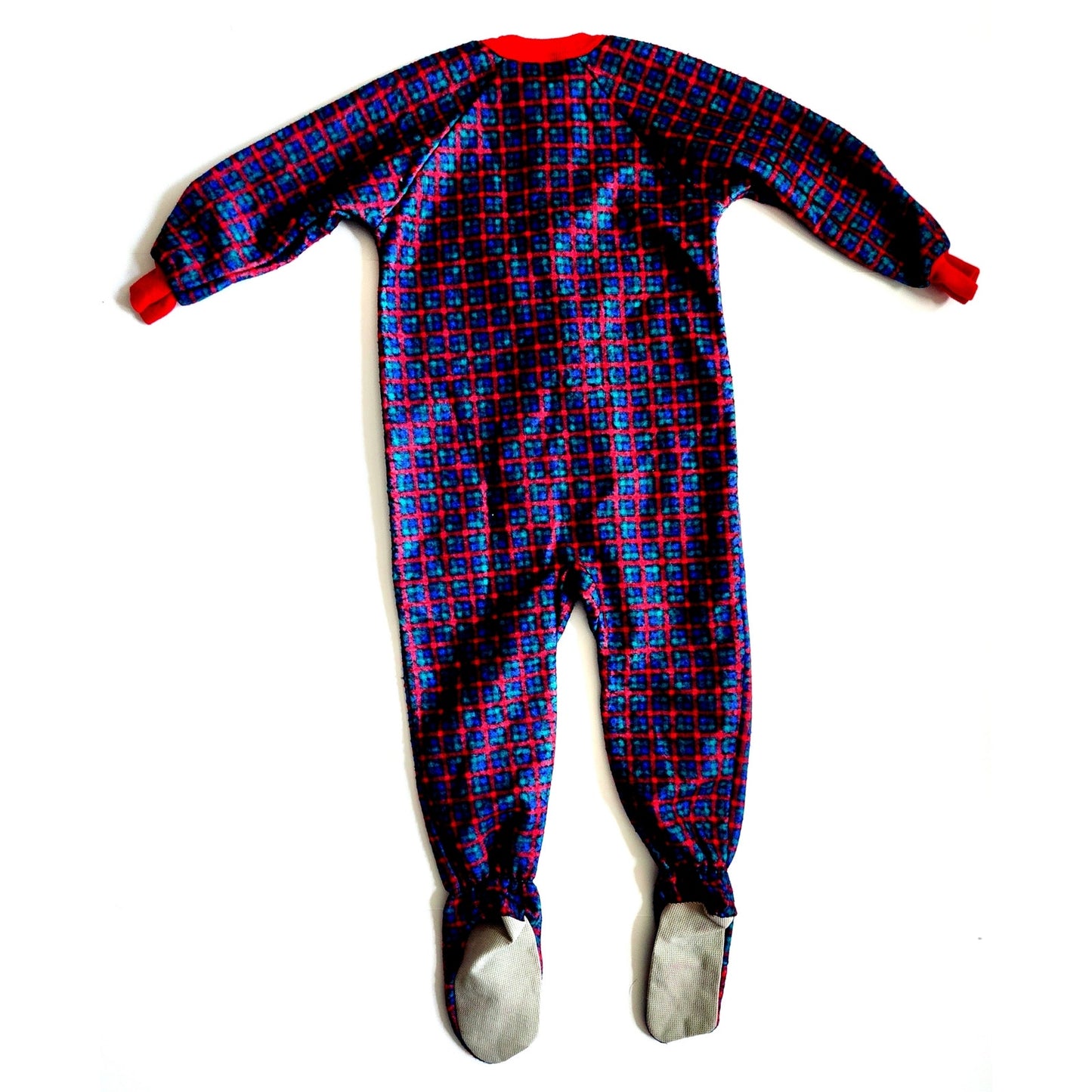 Carter's Vintage 1990s Fleece Footie Pajamas Sleeper Plaid Teddy Bear Size 4T