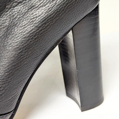 Paige Black Pebbled Leather Heeled Ankle Booties w/ Pewter Stud Size 7.5 NWOT
