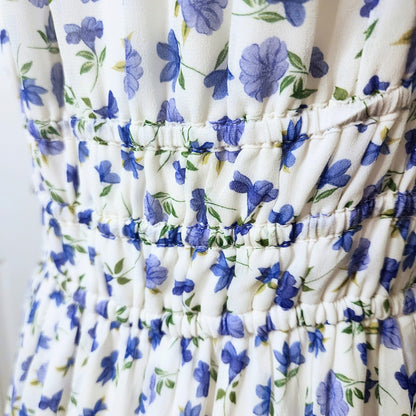 Shoshanna Helena Dress Size 8 Blue Floral Sleeveless Lightweight Viscose Midi