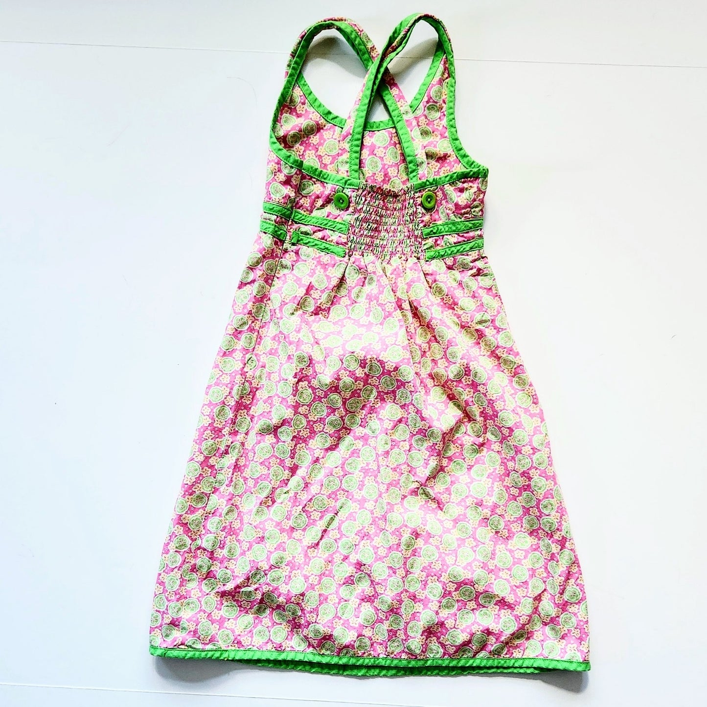 Lilly Pulitzer Vintage 90s Girls Pink & Green Sandollar Sleeveless Dress Size 5