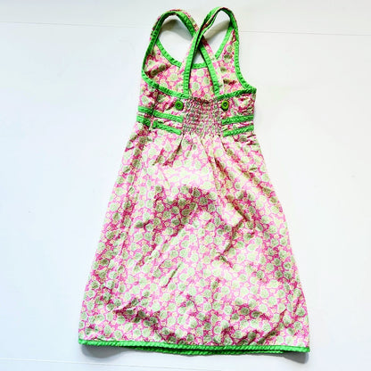 Lilly Pulitzer Vintage 90s Girls Pink & Green Sandollar Sleeveless Dress Size 5